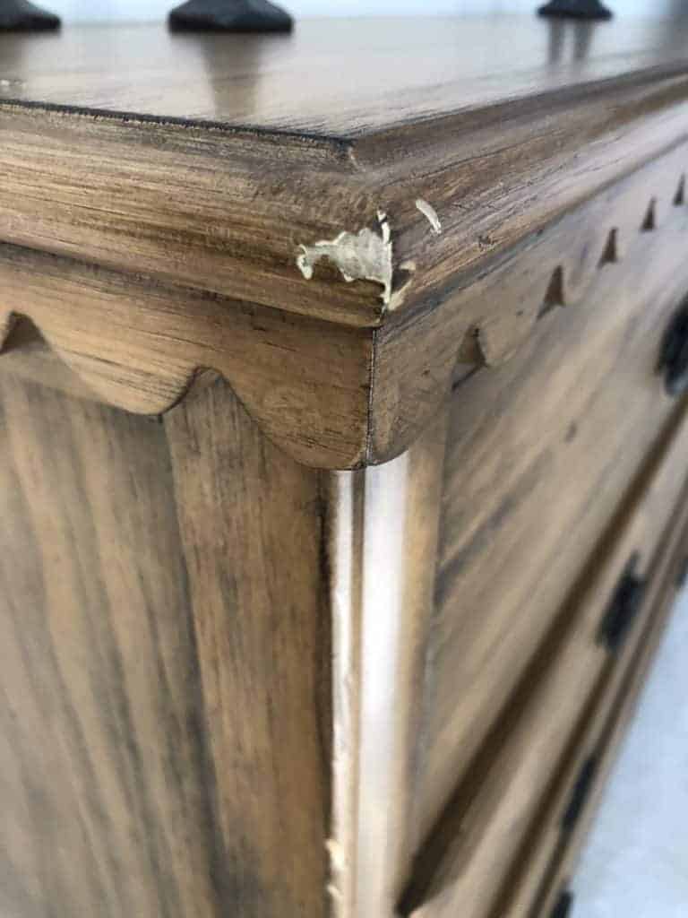 wood veneer on magnolia dresser