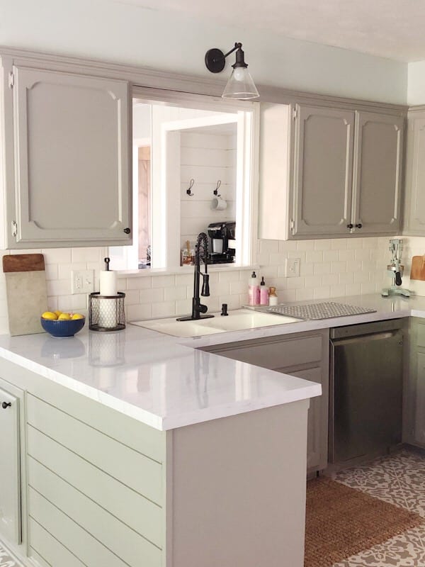 shiplap peninsula in kitchen