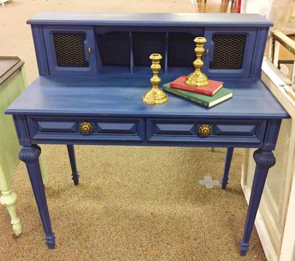 Desk painted in dark blue