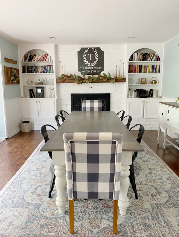 white DIY painted brick fireplace