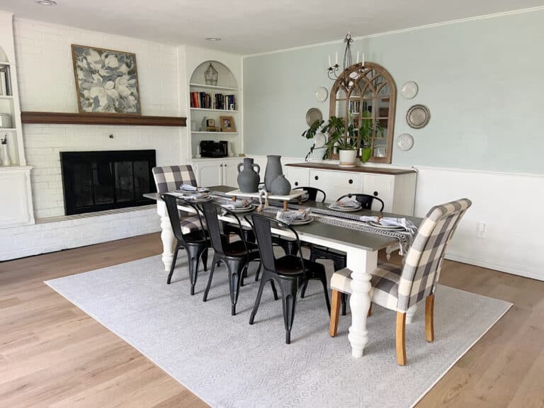 washable rug in dining room