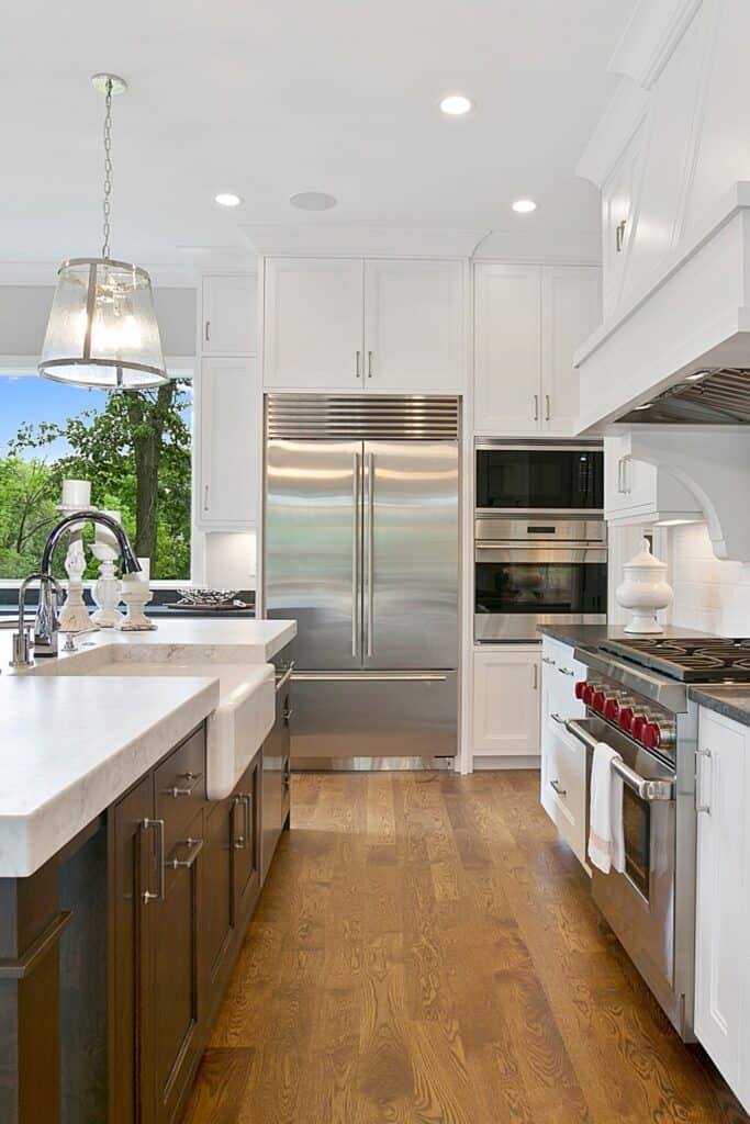 Modern kitchen showcasing kitchen flooring ideas