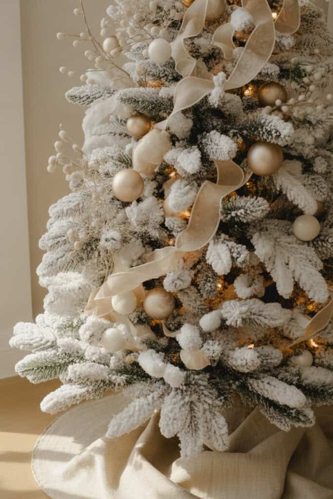 heavily flocked Christmas tree