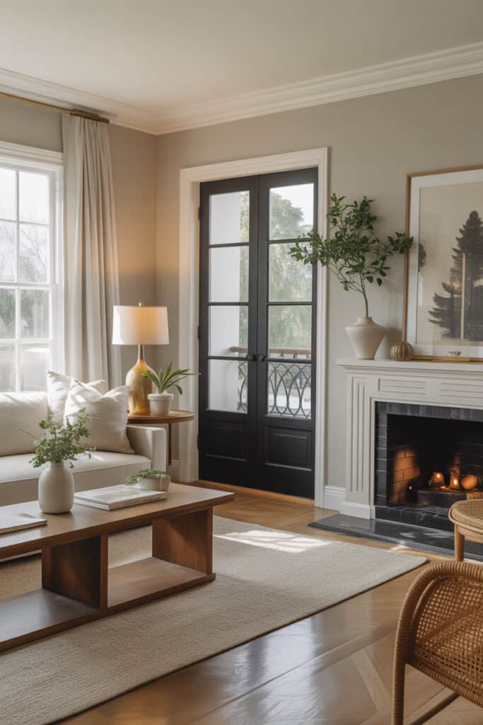 pale oak on walls and fireplace